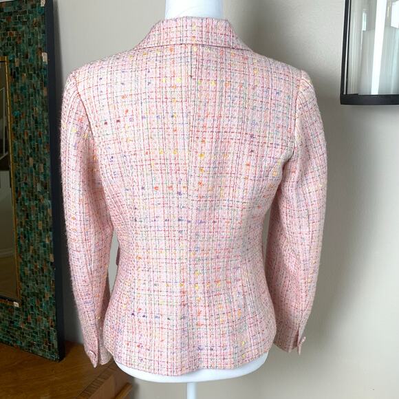 Laura Scott Size 6 Women's Blazer Jacket Pink Tweed Button Front Career Twee - Picture 7 of 8
